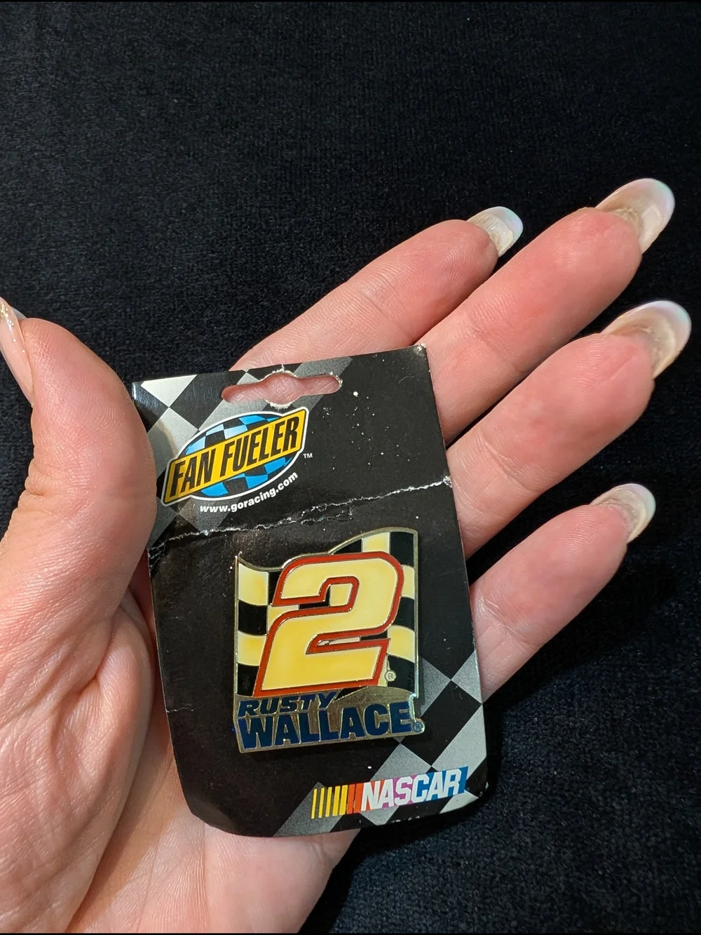 Vintage Collectable Rusty Wallace #2 Enamel Racing Pin - Yellow, Red, Black